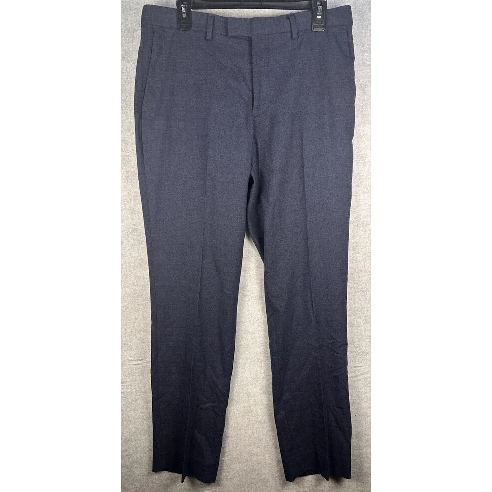 Banana Republic Pants Flat Front Glen Check  Slim Fit Grey Blue Chino 33 X 32”